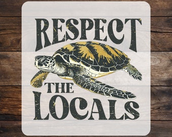 Respect The Locals Sea Turtle DTF Transfer - Retro Beach Vibes Ready To Press