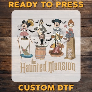 The Haunted Mansion DTF Transfer, Retro Disney Halloween Ready To Press, Halloween Mouse And Friends DTF Print, Heat Press DTF,Cold Peel Dtf