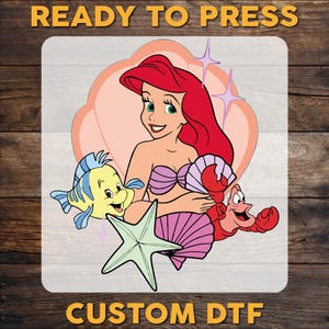 Disney Princess Ariel DTF Transfer, Little Mermaid Ready To Press, Princess Ariel DTF Print, Disney Girls Trip Heat Press DTF, Cold Peel Dtf