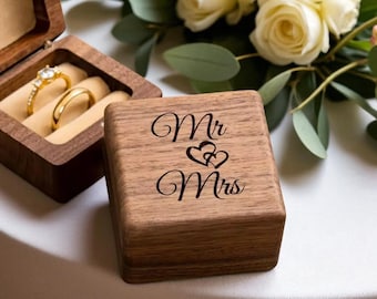 Engagement Ring Box, Wedding Ring Box, Wooden Ring Box, Engagement Box, Personalized Ring Box, Ring Bearer Proposal, Ring Box