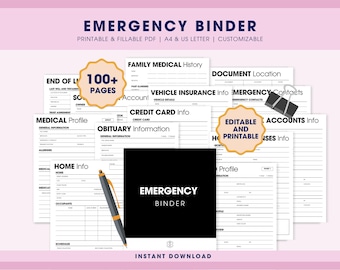 Carpeta de emergencias, planificador imprimible en PDF, paquete de carpetas "Qué pasaría si", organizador digital para casos de emergencia, planificador de fin de vida