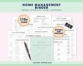 Home Management Binder Printable Fillable, Cleaning Schedule, ADHD Planner, Emergency Binder, Cleaning Checklist, Family Household Planner