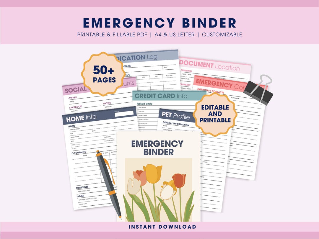 Emergency Binder Mini Fillable Printable PDF, What If Binder Bundle ...