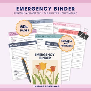 Emergency Binder Mini Fillable Printable PDF, What If Binder Bundle, Just In Case of Emergency Digital Organizer, End of Life Planner