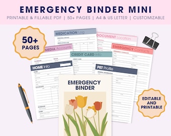 Notfallmappe Mini ausfüllbares druckbares PDF, was wäre wenn Ordner-Bundle, nur im Notfall digitaler Organizer, End-of-Life-Planer