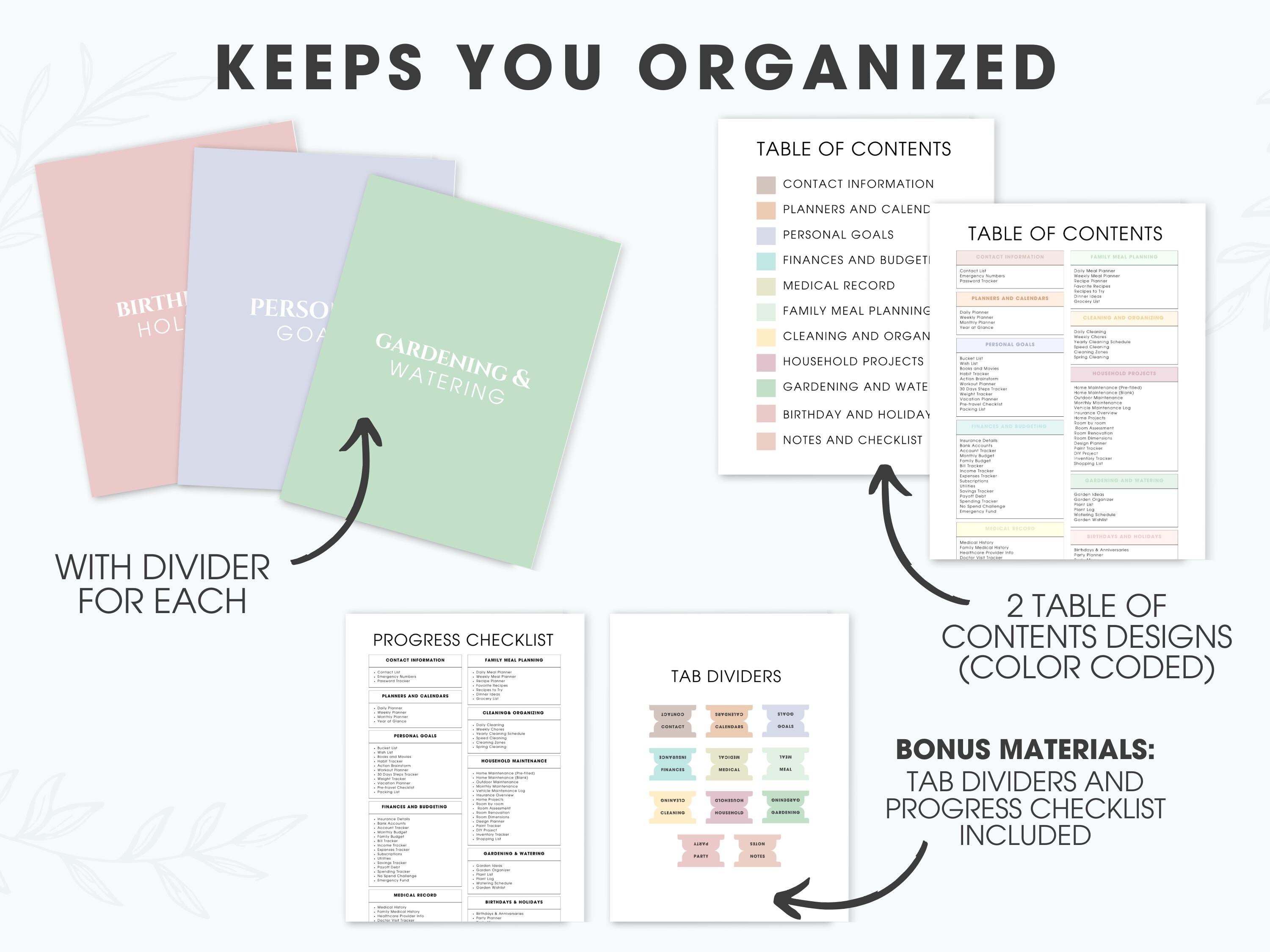 Home Management Binder Printable Fillable, Cleaning Schedule, ADHD ...
