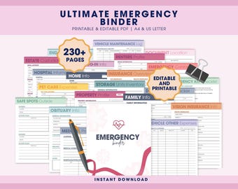 Planificador de emergencias (PDF imprimible y rellenable), paquete de carpetas "Qué pasaría si", organizador digital para casos de emergencia, planificador de fin de vida