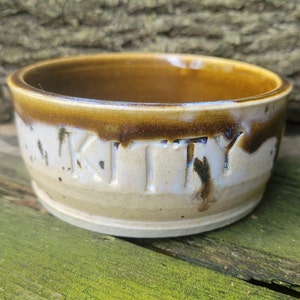 Pottery Kitty Bowl: Hand Thrown Stoneware Pet Dish