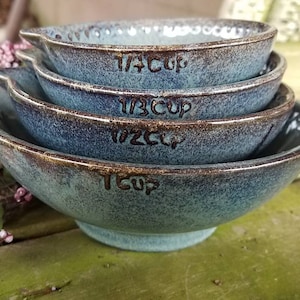 Ceramic Measuring Cups, Nested Measuring Cups, Prep Dishes, Baking, Cooking, Hostess Gift Ready to Ship