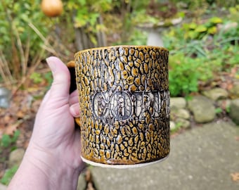 Coffee Bean Textured Pottery Mug: Hand Built Ceramic Mug, 16oz