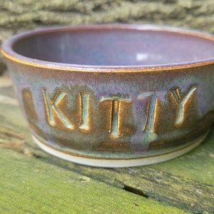 Hand Thrown Pottery Kitty Bowl: Pet Food & Water Dish