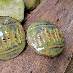 Pottery Salt and Pepper Shaker Set: Pine Tree Design