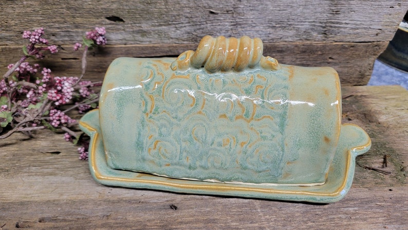 Pottery Hand Built Butter Dish, Ceramic Butter Dish, One of a Kind Butter Dish, Ready to Ship image 5