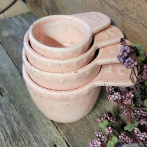 Pottery Measuring Cup Set, Stacking Ceramic Measuring Cups, Nested Measuring Cups, Prep Dishes, Baking, Cooking, Hostess Gift Ready to Ship