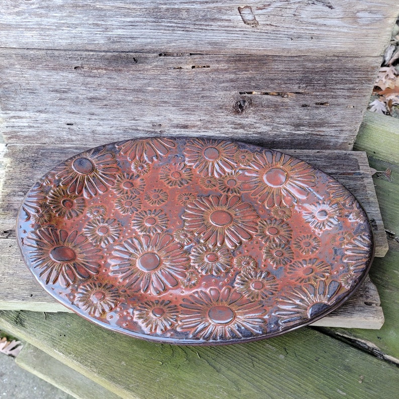 Daisy Pottery Serving Platter, Serving Platter, Wedding Gift House Warming Gift Ready to ship image 5