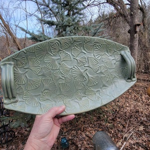 Pottery Serving Platter, Pottery Dinnerware , Gingko Serving Platter, Centerpiece Ready to ship image 4