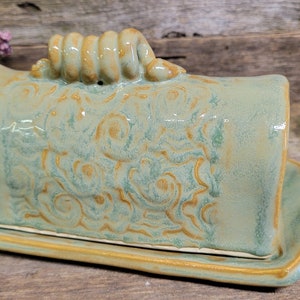 Pottery Hand Built Butter Dish, Ceramic Butter Dish, One of a Kind Butter Dish, Ready to Ship image 1