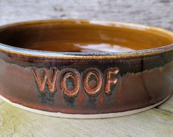 Pottery Dog Bowls for Feeding Water Dish Bowl WOOF Dog Medium Dish Ready to Ship
