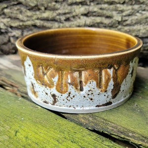 Pottery Kitty Bowl: Hand Thrown Stoneware Pet Dish