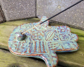 Pottery, Mandala Incense Holder, Yoga Studio Prop, Stoneware Pottery, Meditation Incense Holder, Ready to Ship