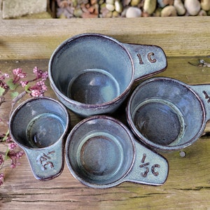 Stacking Ceramic Measuring Cups, Nested Measuring Cups, Prep Dishes, Baking, Cooking, Hostess Gift Ready to Ship