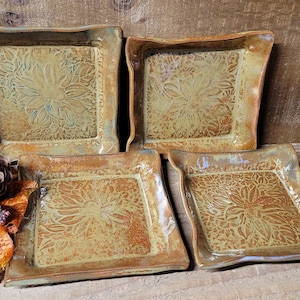 Pottery Sunflower Plate, Handmade Plate, Appetizer Plate, Ready to Ship