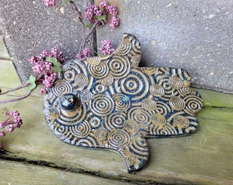 Meditation Incense Holder, Mandala Yoga Studio Prop, Stoneware Pottery, Incense Holder, Ready to Ship