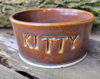 Pottery Cat Bowl for Feeding, Water, Bowl, Pet Dish Ready to Ship