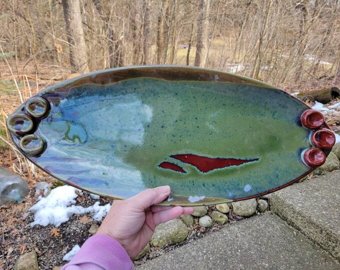 Pottery Dinnerware Pottery Serving Platter Handbuilt Oval Etsy