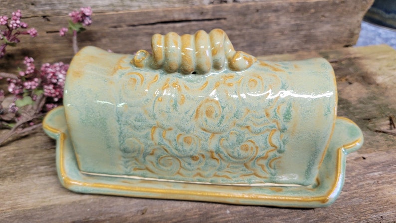 Pottery Hand Built Butter Dish, Ceramic Butter Dish, One of a Kind Butter Dish, Ready to Ship image 3