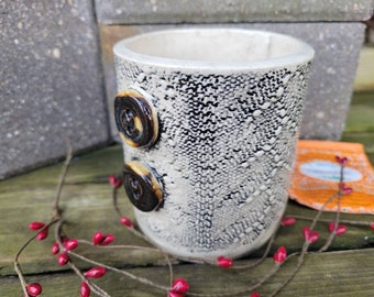 Hand Built Sweater Pottery Mug: Cozy Ceramic Coffee Cup