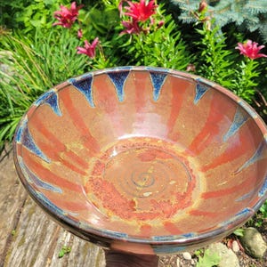 Pottery Fruit Bowl, Big Salad Serving Bowl, Stoneware Serving Bowl, Deep Serving Bowl Ready to Ship