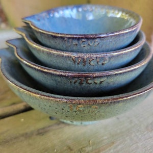 Ceramic Measuring Cups, Nested Measuring Cups, Prep Dishes, Baking, Cooking, Hostess Gift Ready to Ship