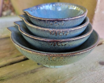 Ceramic Measuring Cups, Nested Measuring Cups, Prep Dishes, Baking, Cooking, Hostess Gift Ready to Ship