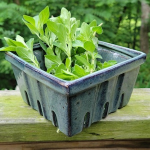 Wiederverwendbarer Beerenkorb aus Keramik: Beth's Blue Stacking Aufbewahrungsbox