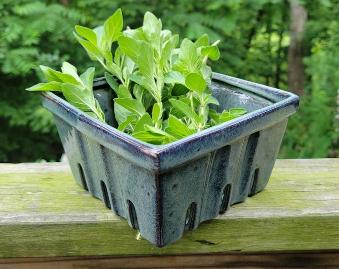 Reusable Ceramic Berry Basket: Beth's Blue Stacking Storage