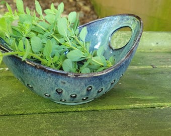 Keramisch bessenmandvergiet: Beth's Blue Garden Helper