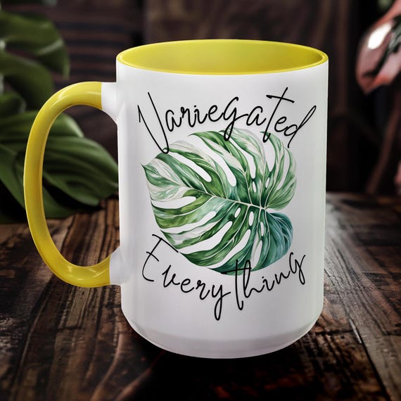 Monstera Coffee Mug Large Size Botanical Gift for Mom Houseplant Lover  Ceramic Cup Variegated Design Home Decor Coffee Cup Monstera Albo