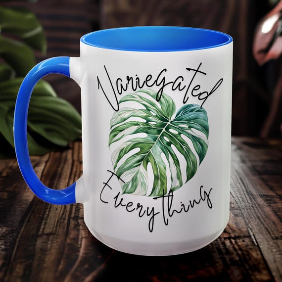 Houseplant Coffee Cup Monstera Design Large Size Botanical Gift for Mom  Variegated Lover Ceramic Mug Home Decor Coffee Cup Plant Lover Gift