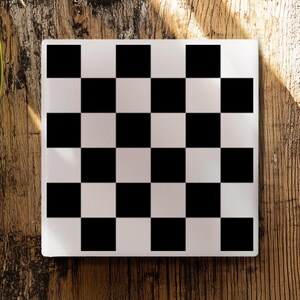 Ceramic Coaster 90s Vibe Retro Black Checkered Gothic Kitchen Decor For Her Aesthetic Minimalism Farmhouse Kitchen Decor
