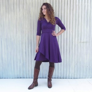 Custom Faux Wrap Dress // Mid Length, V-Neck & 3/4 Sleeves // Handmade in Michigan by Yana Dee Ethical Apparel