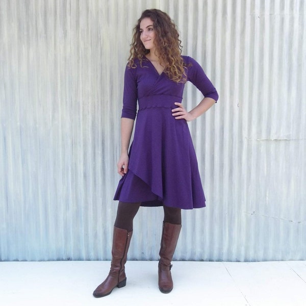 Hennepmix nep-wikkeljurk, 3/4 mouwen, ethische kleding