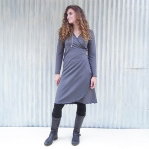 Mid Length Wrap Dress // Custom Made from Soy & Organic Cotton French Terry // Handmade in Michigan by Yana Dee Ethical Apparel