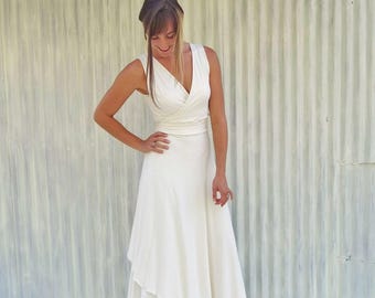 Simple Wedding Wrap Dress with Custom Sleeve Length // Affordable, Flattering, White Dress // Handmade in Michigan by Yana Dee