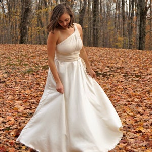 Hemp Silk Infinity Wedding Dress // Maxi A-Line Convertible White Dress // Handmade in Michigan by Yana Dee Ethical Apparel