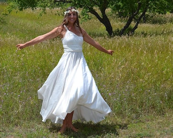 Infinity Wedding Dress - Custom Made to order in MI USA from Hemp Silk Charmeuse