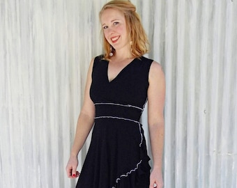 Mid Length Ruffled Wrap Dress // Adjustable, Flattering, and Comfortable // Handmade in Michigan by Yana Dee Ethical Apparel