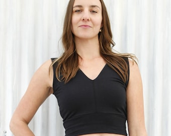 Hemp & Organic Cotton V-Neck Bra Top, Wire-Free Lined Bralette