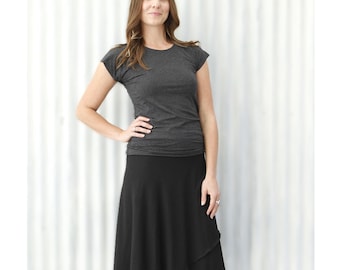 Organic Cotton Wrap Skirt, Adjustable Jersey Knit, Made to Order