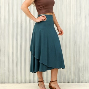Tea Length Soft Wrap Skirt // Easy to Style and Adjustable // Greta for Summer Occasions // Made in Michigan by Yana Dee Ethical Apparel